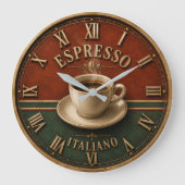 Espresso Italiano Coffee Große Wanduhr (Vorderseite)