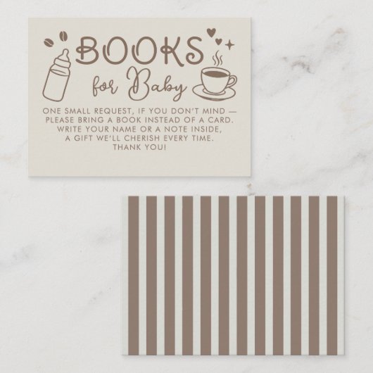 Espresso-Kaffee-Bücher für Baby-Anfrage Begleitkarte (Vorne/Hinten)