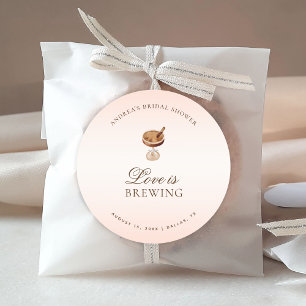 Espresso-Kaffee-Liebe brodelt Brautparty Runder Aufkleber