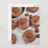 Espresso-Kaffeebauche Macarons Postkarte (Vorne/Hinten)
