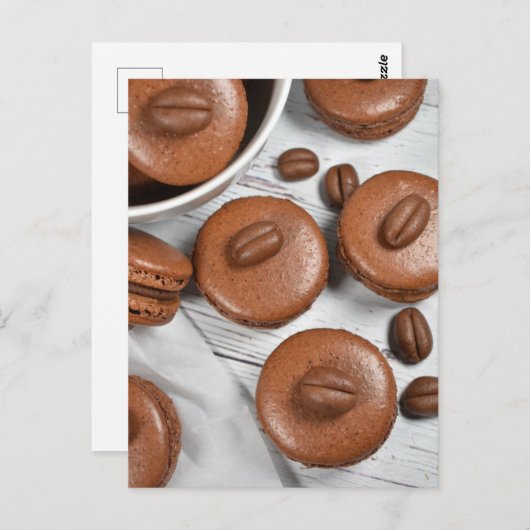 Espresso-Kaffeebauche Macarons Postkarte (Vorne/Hinten)