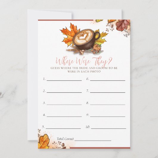 Espresso Liebe Brautparty Game Card Einladung (Vorderseite)