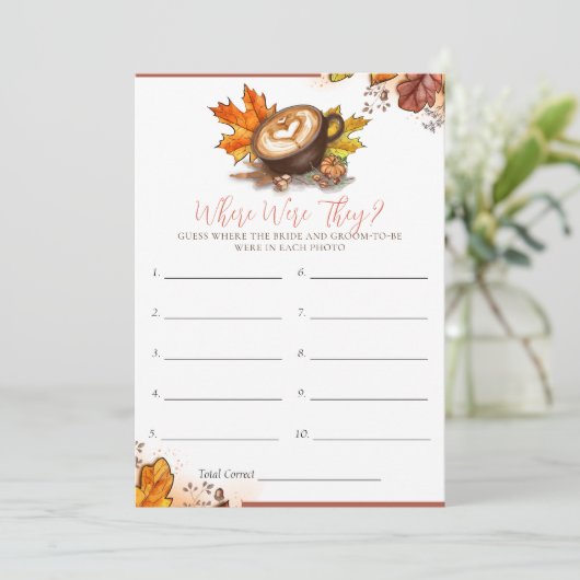 Espresso Liebe Brautparty Game Card Einladung (Stehend Vorderseite)