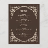 Espresso Luxe Braune und Beige Hochzeitsmenü Begleitkarte (Vorderseite)