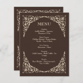 Espresso Luxe Brown and Beige Wedding Menu Begleitkarte (Vorne/Hinten)