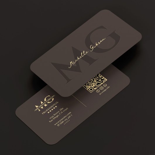 Espresso Luxus Professionelle Initialen Modern Visitenkarte