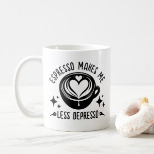 Espresso macht mich weniger Depresso-Kaffeekonzept Kaffeetasse