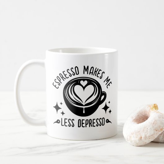 Espresso macht mich weniger Depresso-Kaffeekonzept Kaffeetasse (Mit Donut)