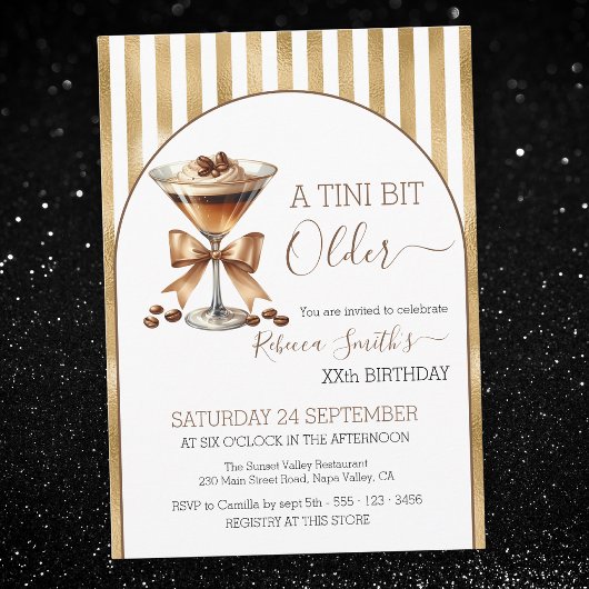 Espresso martini 'A tini bit Older' Gold Geburtsta Einladung