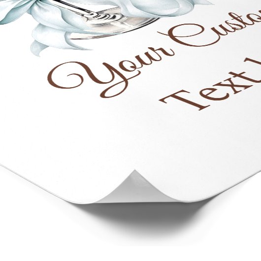 Espresso Martini Blue Coquette Bow Custom Sign Poster (Ecke)