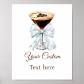 Espresso Martini Blue Coquette Bow Custom Sign Poster (Vorne)