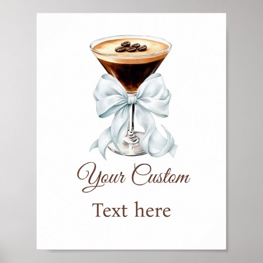 Espresso Martini Blue Coquette Bow Custom Sign Poster (Vorne)