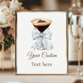 Espresso Martini Blue Coquette Bow Custom Sign Poster