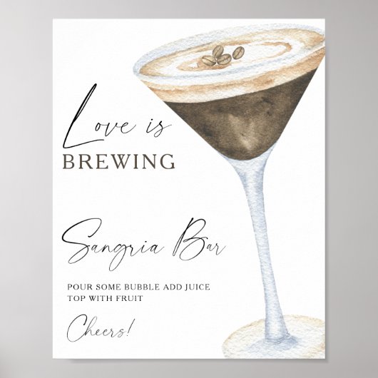 Espresso Martini Brautparty sangria Bar Poster (Vorne)