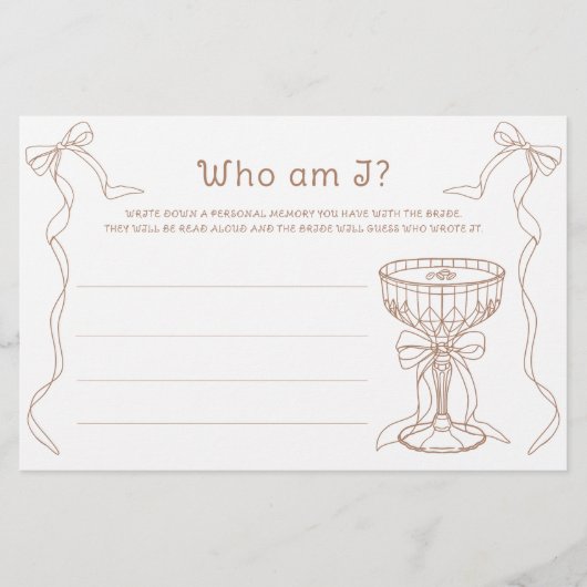 Espresso Martini Brautparty Wer bin ich Briefpapier (Vorderseite)