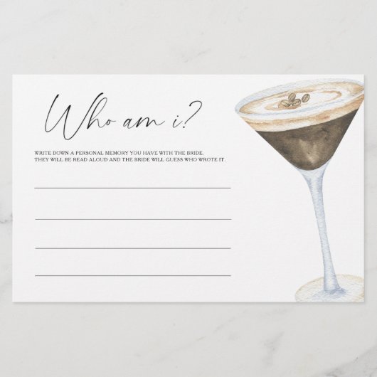 Espresso Martini Brautparty Wer bin ich Briefpapier (Vorderseite)