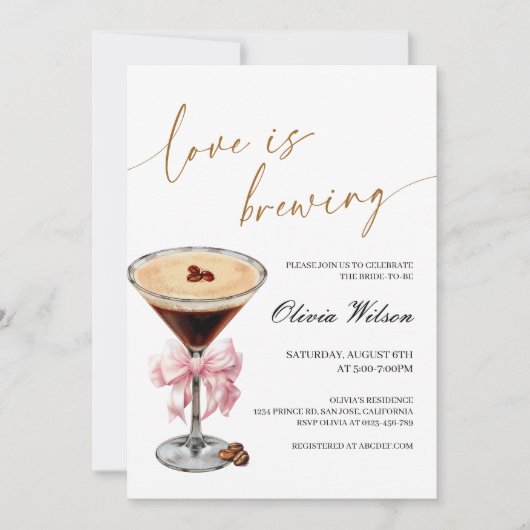 Espresso Martini Bridal Dusche Einladung (Vorderseite)