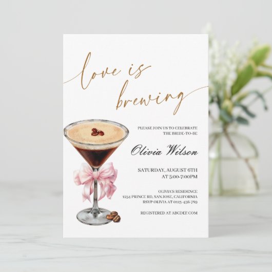 Espresso Martini Bridal Dusche Einladung (Stehend Vorderseite)