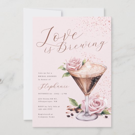 Espresso Martini Bridal Dusche Einladung (Vorderseite)