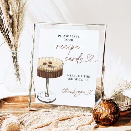 Espresso Martini Bridal Recipe Cards Sign, Recipe  Poster