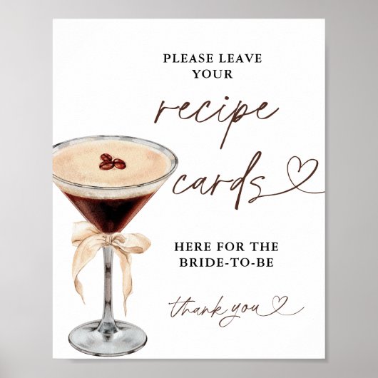 Espresso Martini Bridal Recipe Cards Zeichen, Reze Poster (Vorne)