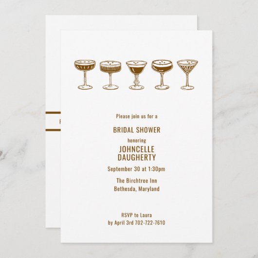 Espresso Martini Bridal Shower w/QR Code Einladung (Vorne/Hinten)