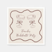 Espresso Martini Brown Hand Drawn Bachelorette Serviette (Vorderseite)
