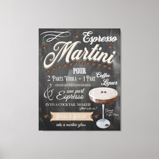 Espresso Martini Chalkboard Rezept Leinwanddruck (Vorderseite)