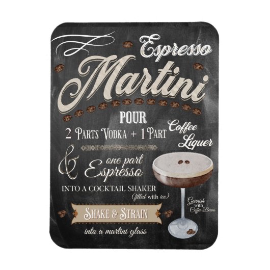 Espresso Martini Chalkboard Rezept Magnet (Vertikal)