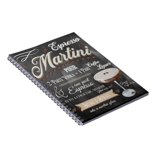 Espresso Martini Chalkboard Rezept Notizblock (Rechte Seite)