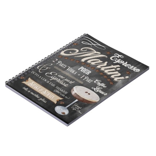 Espresso Martini Chalkboard Rezept Notizblock (Linke Seite)