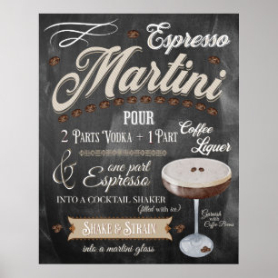 Espresso Martini Chalkboard Rezept Poster