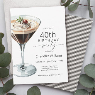 Espresso Martini Cocktail 40. Geburtstag Party Einladung