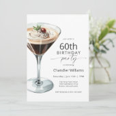 Espresso Martini Cocktail 60. Geburtstagsparty Einladung (Stehend Vorderseite)