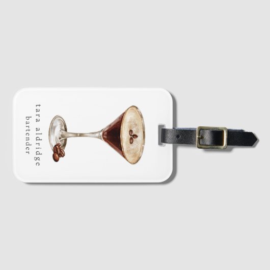 Espresso Martini Cocktail Beruflicher Barkeeper Gepäckanhänger (Vorderseite (Horizontal))