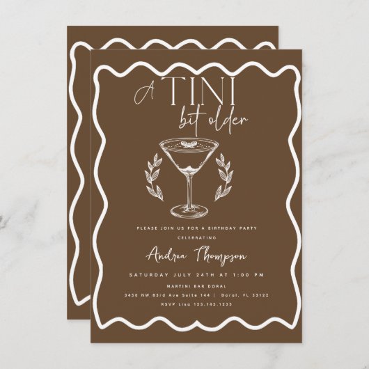 Espresso | Martini | Cocktail Geburtstag Einladung (Vorne/Hinten)