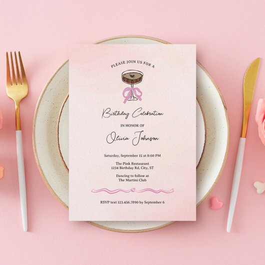 Espresso Martini Cocktail Geburtstag Einladung