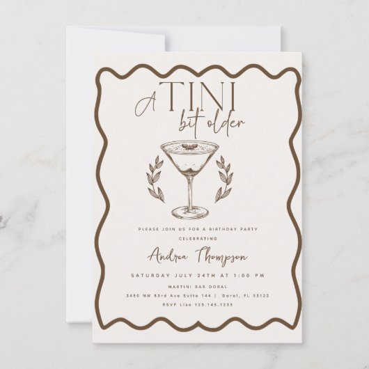 Espresso | Martini | Cocktail Geburtstag Einladung (Vorderseite)