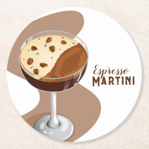 Espresso Martini Cocktail Getränk Runder Pappuntersetzer