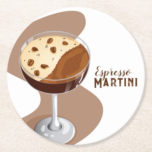 Espresso Martini Cocktail Getränk Runder Pappuntersetzer (Vorderseite)