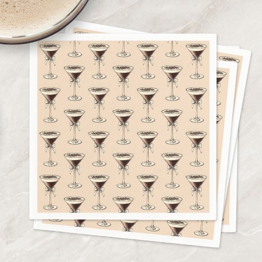 Espresso Martini Cocktail Muster Brown Geburtstag Serviette
