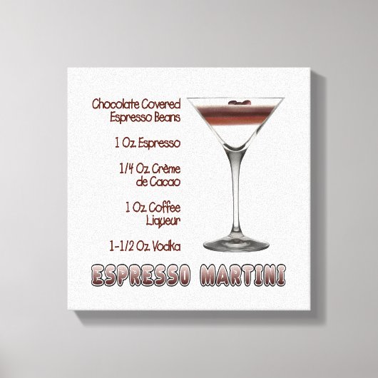 Espresso Martini Cocktail Rezept Art 12 "x12" Leinwanddruck (Vorderseite)