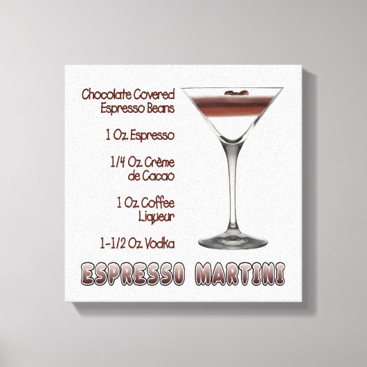 Espresso Martini Cocktail Rezept Art 12 "x12" Leinwanddruck (Vorderseite)