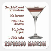 Espresso Martini Cocktail Ristorante da Valentino Quadratischer Aufkleber (Vorderseite)