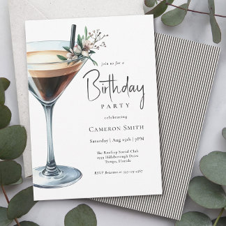 Espresso Martini Cocktail Thema Geburtstagsparty Einladung