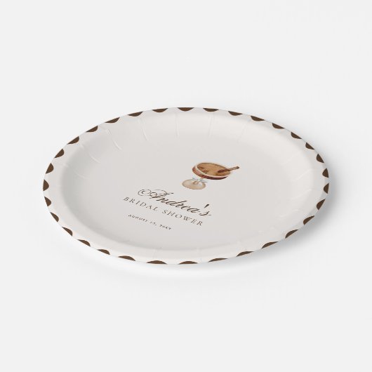 Espresso Martini Coffee Theme Brautparty Party Pappteller (Schrägansicht)