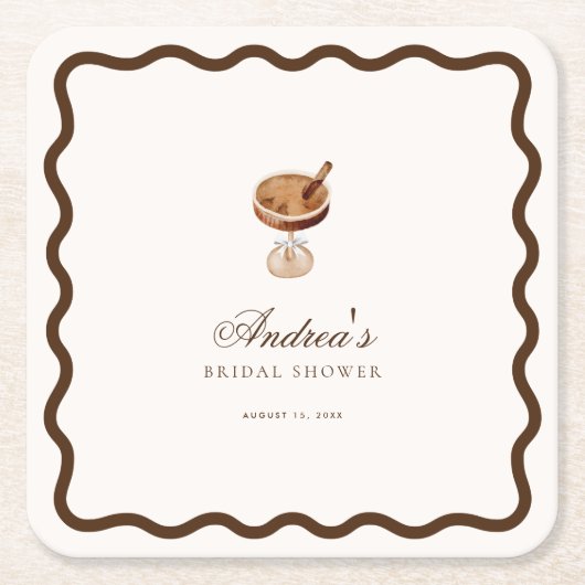 Espresso Martini Coffee Wavy Brautparty Party Rechteckiger Pappuntersetzer (Vorderseite)