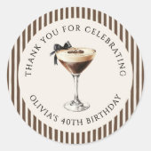 Espresso Martini Geburtstagsfeier Danke Runder Aufkleber (Vorderseite)