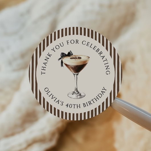 Espresso Martini Geburtstagsfeier Danke Runder Aufkleber