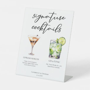 Espresso Martini Gin & Tonic Cocktail Hochzeitsmen Sockelschild